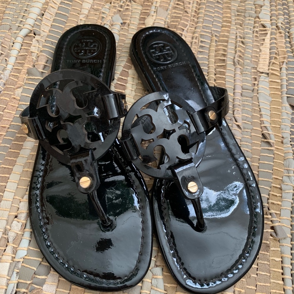 Black patent leather Tory Burch sandals